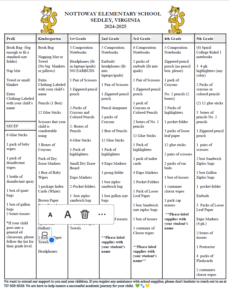  supply list
